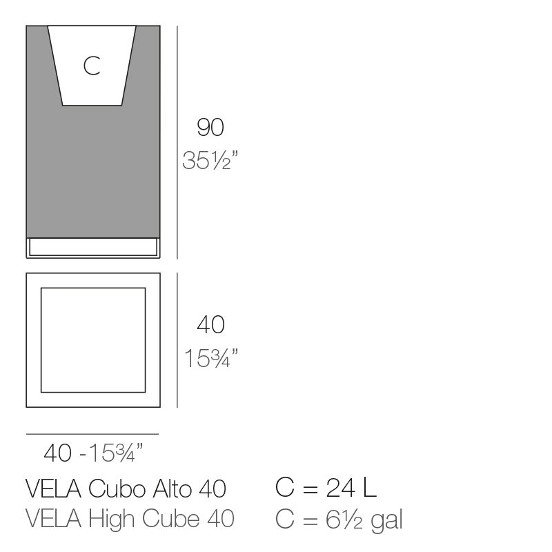 Vondom CUBE VELA 40x40x90 PLANTER Esteve HIGH by Ramón | Products